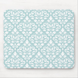 Mousepad Enrole o branco de Ptn do damasco no azul do ovo