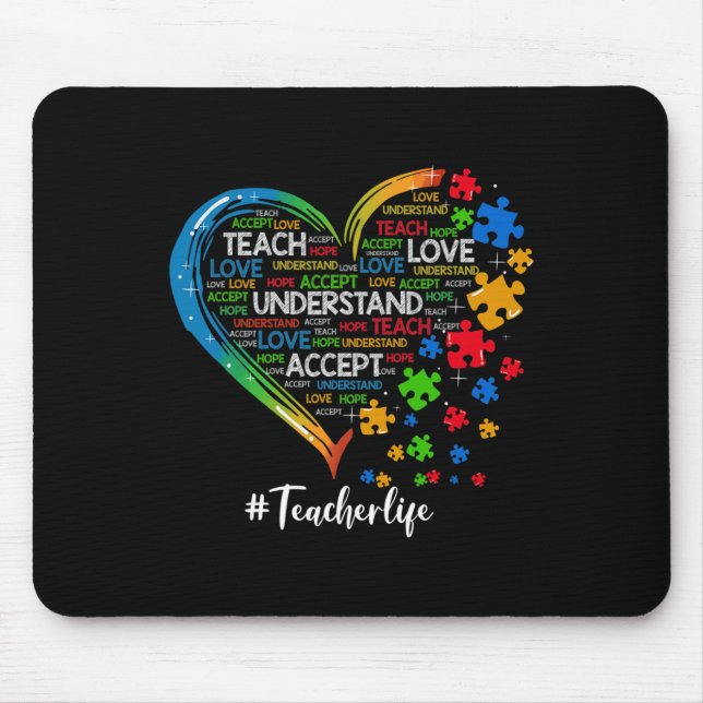 Mousepad Ensinar Autismo Cardíaco do Professor de Amor (Frente)