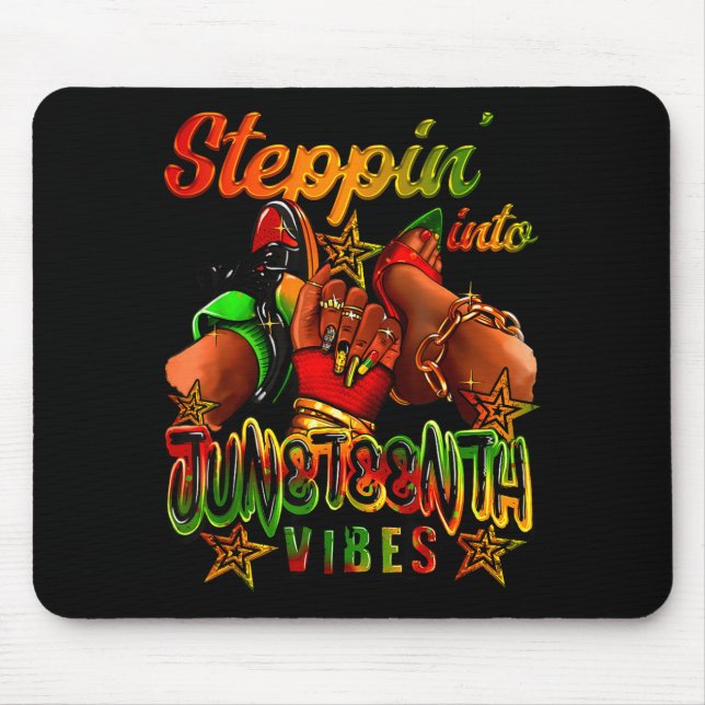 Mousepad Entrando no juneteenth mulher afro meninas negras (Frente)