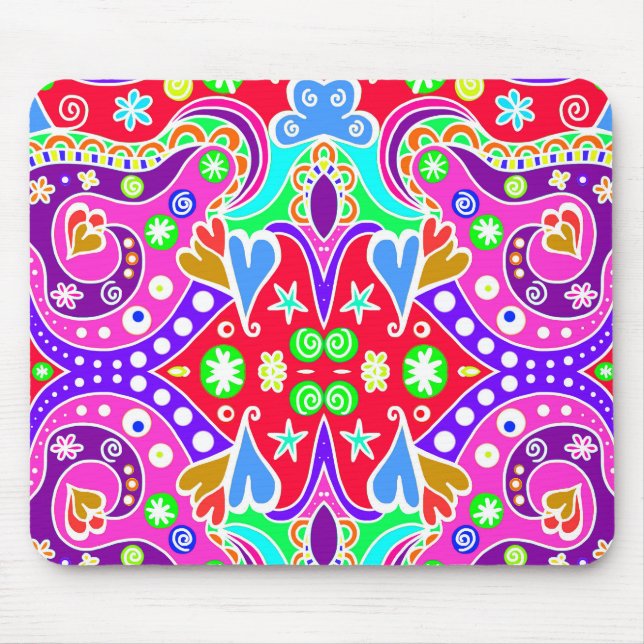 Mousepad Envelope colorido branco desenhado à mão (Frente)