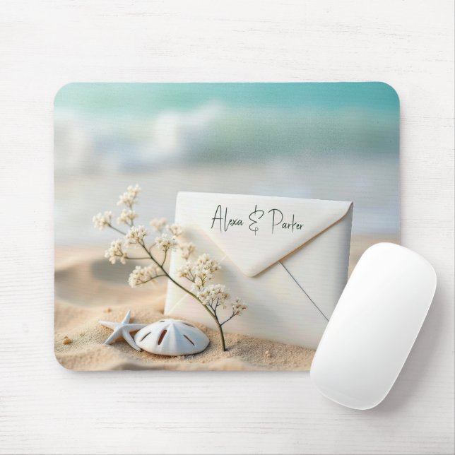 Mousepad Envelope De Casamento De Praia Em Areia (Com mouse)