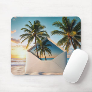 Mousepad Envelope Na Areia De Praia Com Palmeiras
