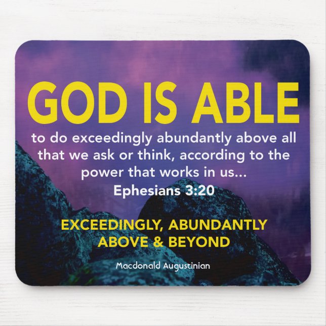 Mousepad Ephesianos 3:20 DEUS É CAPAZ DE Superar Escritura (Frente)