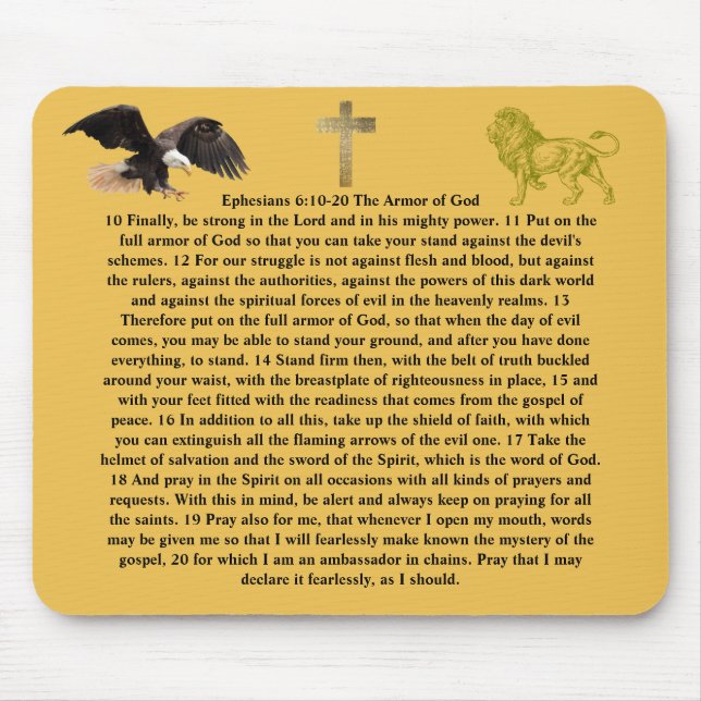 Mousepad Ephesianos 6:10-20 armadura de fé bíblia de DEUS (Frente)