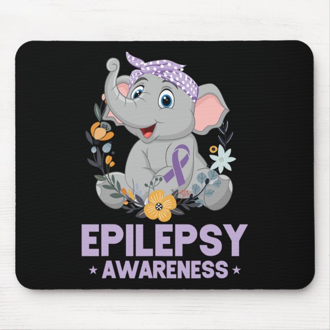 Mousepad Epilepsia Engraçada Sensibilização Elefante Flor F (Frente)