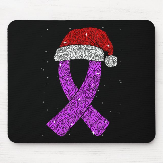 Mousepad Epilepsy Christmas Hat Roxo Awarness Ribbon Sei (Frente)