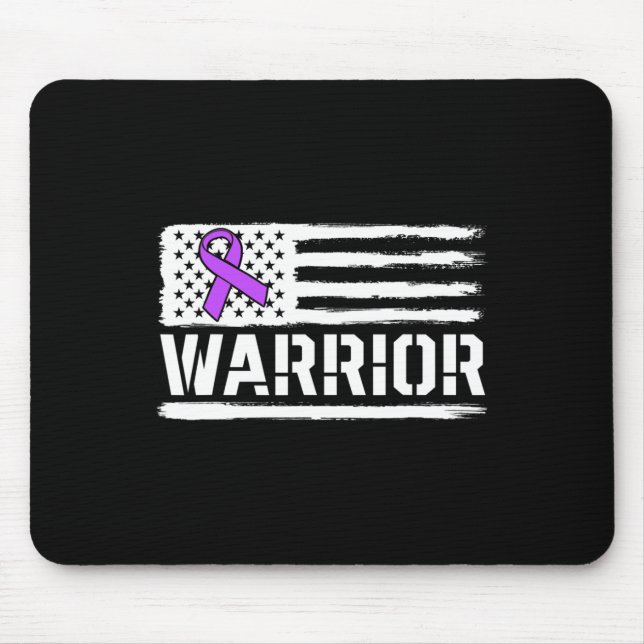 Mousepad Epilepsy Warrior Gift Purple American Flag Awarene (Frente)