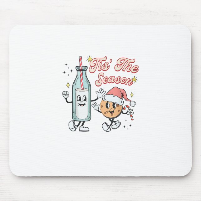 Mousepad Época do Natal Leite e Biscoito de Natal Retro (Frente)