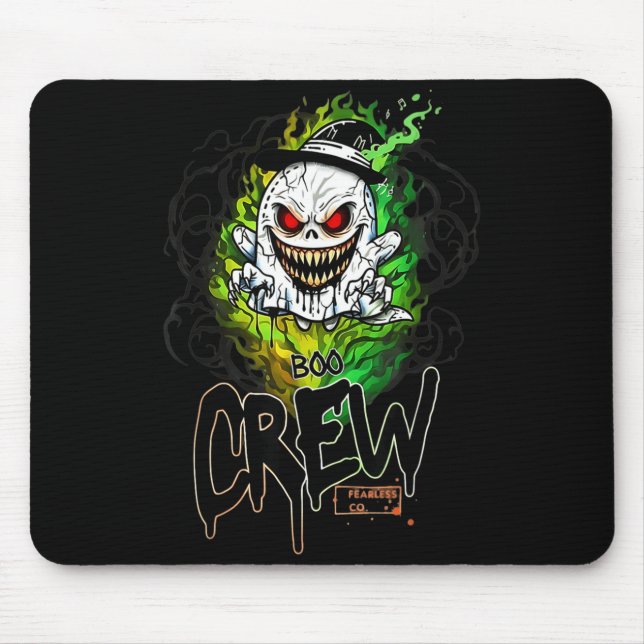 Mousepad Equipe Boo fantasma preto halloween fantasma fanta (Frente)