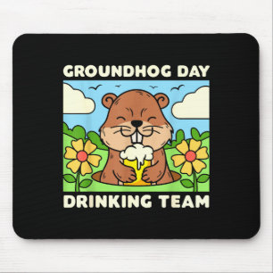 Mousepad Equipe de Bebedores do Dia da Marmota Homens Engra