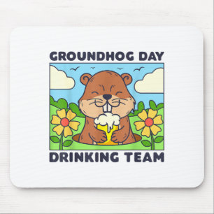Mousepad Equipe de Bebida do Dia do Marmoto Homens Mulheres