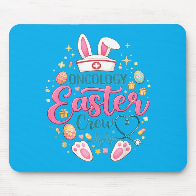 Mousepad Equipe de Páscoa de Oncologia Enfermeira Bunny Dia (Frente)