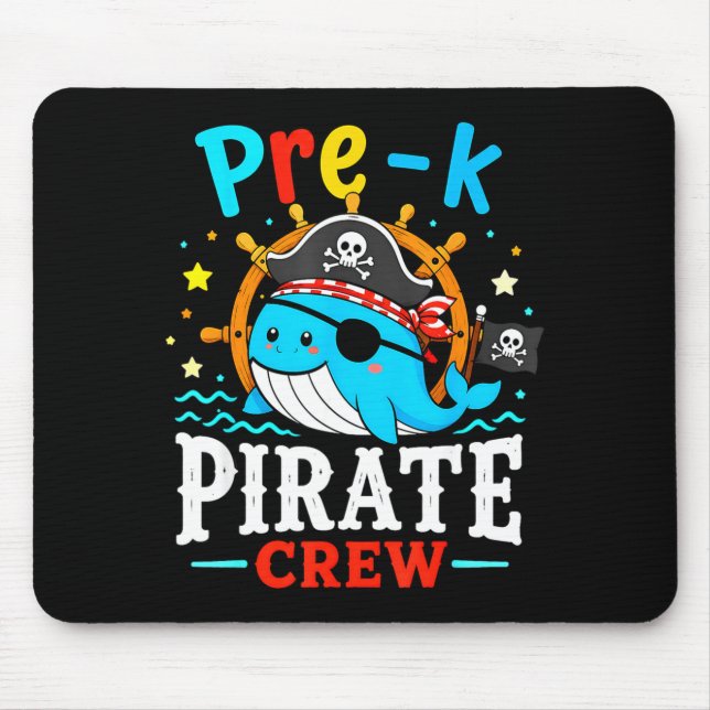 Mousepad Equipe de pirata pré-k baleia professora aluno hal (Frente)