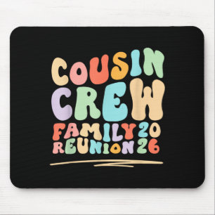 Mousepad Equipe de primos viagem de reunião de família retr