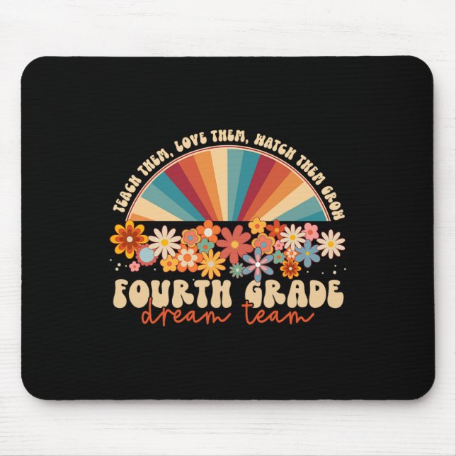 Mousepad Equipe de Sonhos do 4º ano Groovy Rainbow De Volta (Frente)