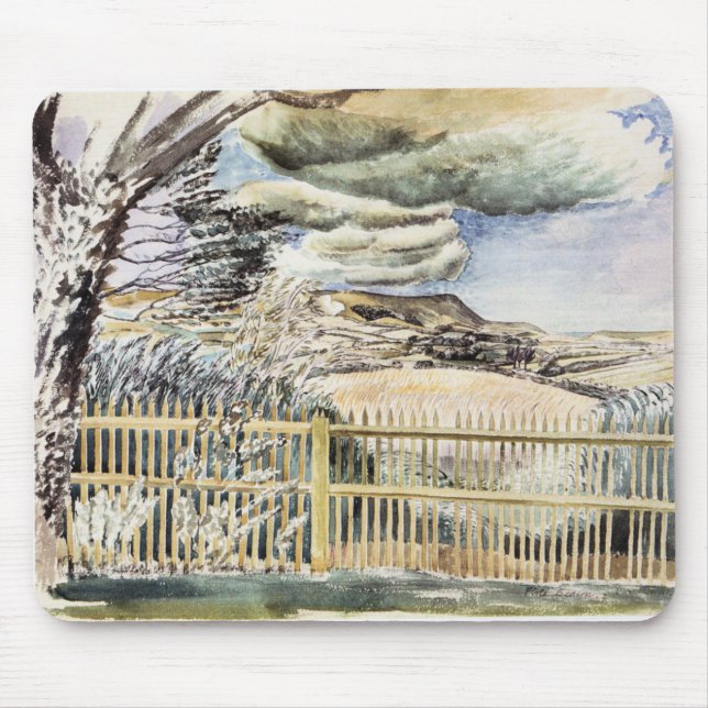 Mousepad Eric Ravilious - Firle Beacon, pintura de arte (Frente)