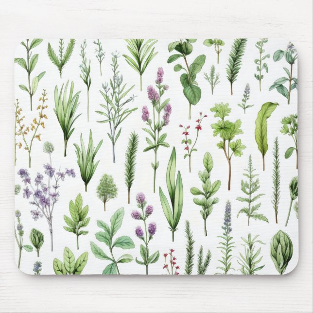 Mousepad Ervas Florais Folhas (Frente)