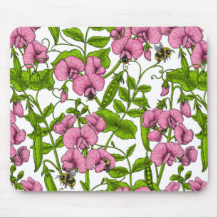 Mousepad Ervilhas doces e espécimes do gênero Bombus spp.,