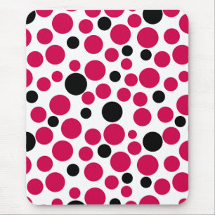 Mousepad ervilhas negras vermelhas, retrô do fundo branco