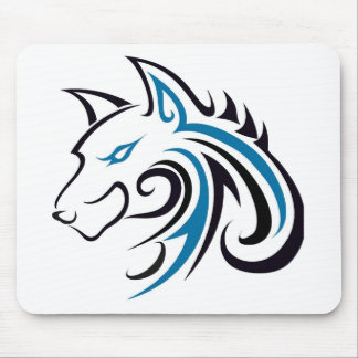 Mousepad Esboço azul e preto da cabeça do lobo