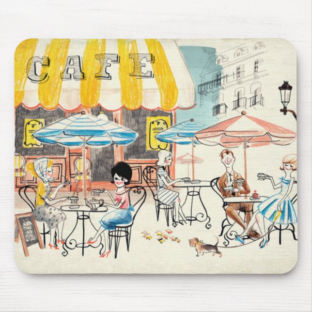Mousepad Esboço bonito da cena de France Café (Frente)