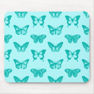 Mousepad Esboço da borboleta, aqua e turquesa