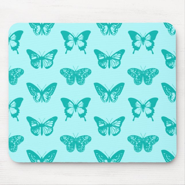 Mousepad Esboço da borboleta, aqua e turquesa (Frente)