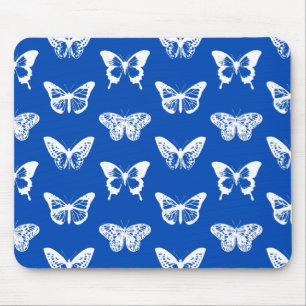 Mousepad Esboço da borboleta, azul de cobalto e branco