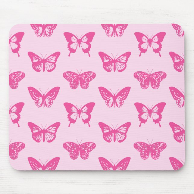 Mousepad Esboço da borboleta, luz - rosa e fúcsia (Frente)