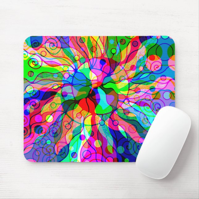 Mousepad Esboço de arte fantasiosa - Abstrato Neon Shift 1 (Com mouse)