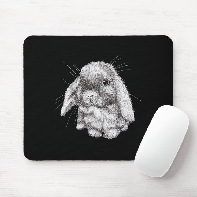 Mousepad Esboço de Coelho Bunny de Orelhas Caídas para Home (Com mouse)