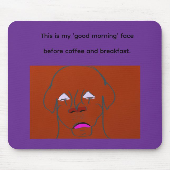 Mousepad Esboço de desenho animado de cachorro com cara de  (Frente)