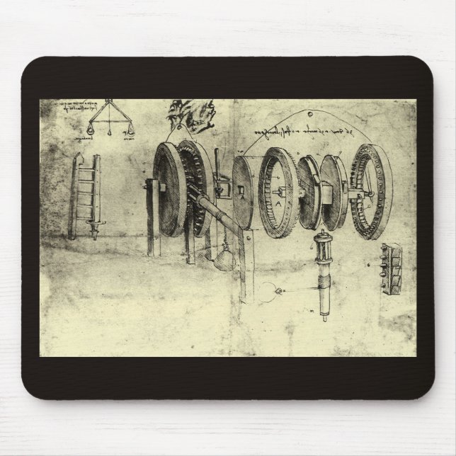 Mousepad Esboço de Engenharia de Leonardo da Vinci de uma r (Frente)