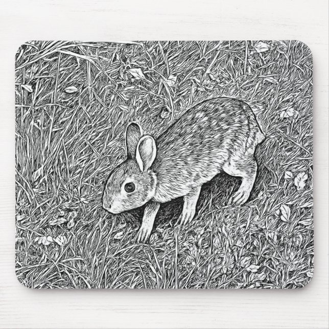 Mousepad Esboço de lápis fofo de coelho  (Frente)