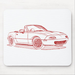 Mousepad Esboço de Maz Miata MX5 gen1 1991
