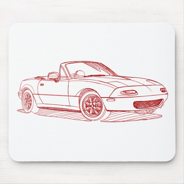 Mousepad Esboço de Maz Miata MX5 gen1 1991 (Frente)