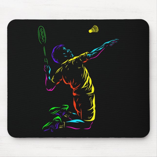 Mousepad Esboço do Cara de Badminton Raquete Esporte Peteca (Frente)