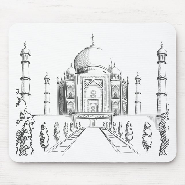 Mousepad Esboço do marco de India, Taj Mahal (Frente)
