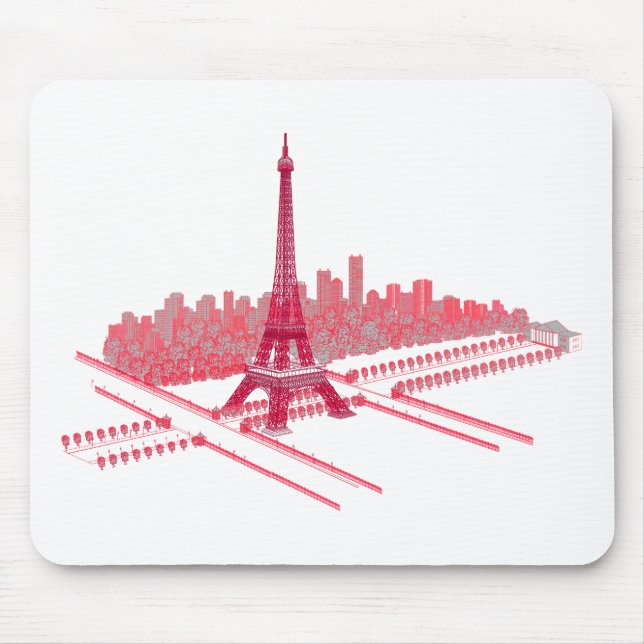 Mousepad Esboço moderno da torre Eiffel de Paris (Frente)
