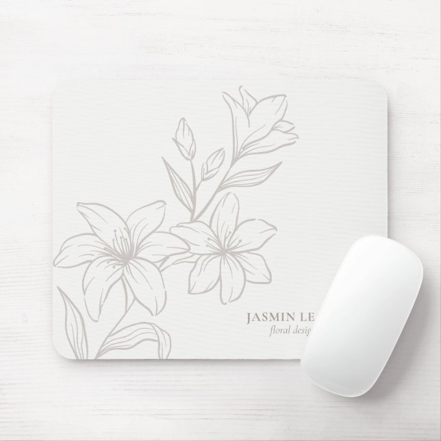 Mousepad Esbranquiçado | Floral Mínimo Chic (Com mouse)