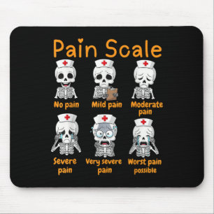 Mousepad Escala de Dor Enfermeira Fofa Esqueleto Halloween