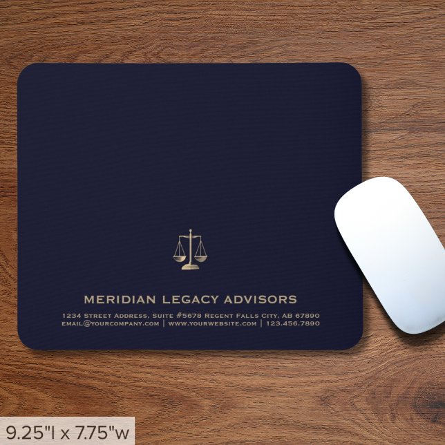 Mousepad Escala de Justiça Jurídica Marinho Blue e Dourado  (Criador carregado)