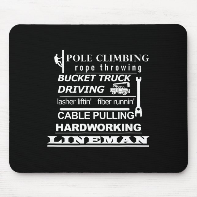 Mousepad Escalada de poste, execução de fibra, técnico de l (Frente)