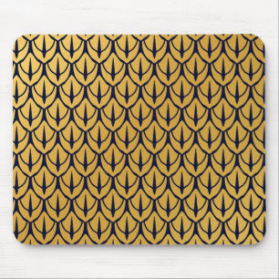 Mousepad Escamas de Dragão Art Deco - Escamas Azuis e Doura