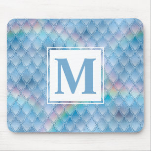 Mousepad Escamas de Dragão Azuis e Brilhantes com Glitter A