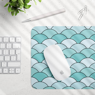 Mousepad Escamas de Dragão, Ventoinhas, Ondas, Seigaiha, Az