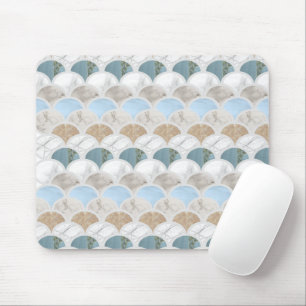 Mousepad escamas de sereia pastel branco azul do aqua
