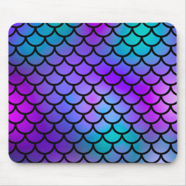 Mousepad Escamas de sereia rosa roxo azul fantasia peixe