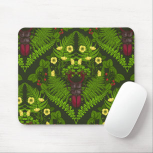 Mousepad Escaravelho e samambaias, folhas verdes