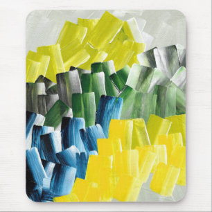Mousepad Escoamentos Abstrato vibrantes amarelos, verdes e 